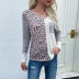loose stitching v-neck leopard print pullover sweater nihaostyles clothing wholesale NSYYF88562
