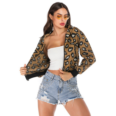 Leopard Print Long-sleeved Hooded Short Jacket Nihaostyles Clothing Wholesale NSYYF88571