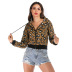 leopard print long-sleeved hooded short jacket nihaostyles clothing wholesale NSYYF88571