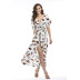 chiffon short-sleeved floral v-neck lace slit dress nihaostyles clothing wholesale NSYYF88599
