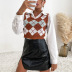 Short Diamond Plaid Knitted Vest nihaostyles clothing wholesale NSYYF88603
