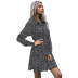 Long-Sleeved Leopard Print Lace-up Shirt Dress NSDMB88606