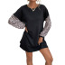 autumn leopard color matching sweatershirt dress nihaostyles wholesale clothing NSDMB88615