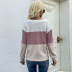 spring and autumn long-sleeved v-neck color matching knitted sweater nihaostyles wholesale clothing NSDMB88616