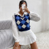 autumn short knitted sweater rhombic vest nihaostyles wholesale clothing NSDMB88618