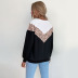 autumn long-sleeved round neck v-shaped leopard stitching sweatershirt nihaostyles wholesale clothing NSDMB88619