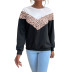 autumn long-sleeved round neck v-shaped leopard stitching sweatershirt nihaostyles wholesale clothing NSDMB88619