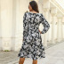 long-sleeved V-neck floral dress nihaostyles wholesale clothing NSDMB88630