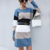 Round Neck contrast color Striped Sweater dress nihaostyles wholesale clothing NSDMB88643