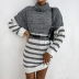 turtleneck striped stitching knitted mid-length sweater dress nihaostyles wholesale clothing NSDMB88650
