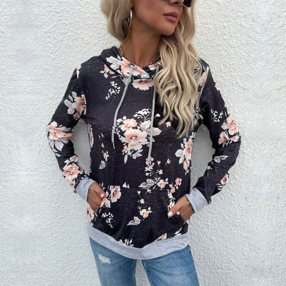 Long-sleeved Hooded Drawstring Floral Print Sweatershirt Nihaostyles Wholesale Clothing NSDMB88707