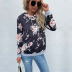 long-sleeved Hooded drawstring floral Print sweatershirt nihaostyles wholesale clothing NSDMB88707