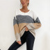 long-sleeved round neck contrast color striped knitted sweater nihaostyles wholesale clothing NSDMB88709