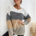 long-sleeved round neck contrast color striped knitted sweater nihaostyles wholesale clothing NSDMB88709