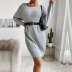 long-sleeved round neck solid color knitted sweater dress nihaostyles wholesale clothing NSDMB88711