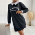  long-sleeved lapel fake two-piece letter printed sweatershirt dress nihaostyles wholesale clothing NSDMB88714