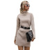 turtleneck solid color knitted sweater dress nihaostyles wholesale clothing NSDMB88715