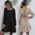 long-sleeved square neck bowknot backless loose dress nihaostyles wholesale clothing NSDMB88728