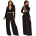 sexy V-neck bandage backless top and wide-leg pants two-piece set nihaostyles wholesale clothing NSMYF88827