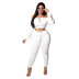 Solid Color Sexy Drawstring Off-Shoulder Top & Pants 2-Piece Set NSMYF88829