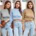 Solid Color Rhombus Knit Cropped Sweater NSMY88850