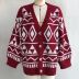 single-breasted printed lantern sleeve sweater nihaostyles clothing wholesale NSMY88860
