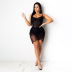 Sexy Black Perspective Lace Sling Dress NSDMS88889