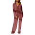 long-sleeved lapel button wide-leg pants set nihaostyles clothing wholesale NSMDS88921