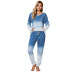 gradient hooded long-sleeved top trousers knitted set nihaostyles clothing wholesale NSMDS88931