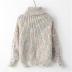 High Neck Solid Color Thread Thick Needle Twist Lantern Sleeve Sweater NSSX88965