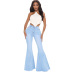Butterfly Print Wide-Leg Stretch Jeans NSSF88980