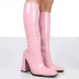 square-toe thick-heeled bright leather high-heeled long-tube boots nihaostyles clothing wholesale NSYBJ89014