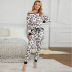 Leopard Print Knitted Long Sleeve top and trousers pajamas nihaostyles clothing wholesale NSMDS89072