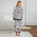 Leopard Print Knitted Long Sleeve top and trousers pajamas nihaostyles clothing wholesale NSMDS89072