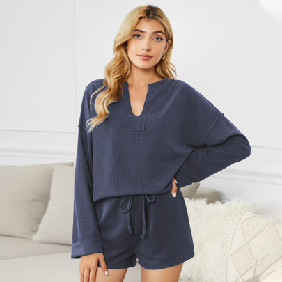 Solid Color Knitting Pajamas Nihaostyles Clothing Wholesale NSMDS89077