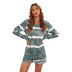 striped long-sleeved top shorts pajamas nihaostyles clothing wholesale NSMDS89079