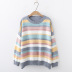 loose rainbow striped long-sleeved round neck pullover sweater nihaostyles clothing wholesale NSSX89112