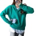 loose high neck button long-sleeved sweater nihaostyles clothing wholesale NSSX89116