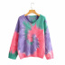 V-neck gradient tie-dye printing long-sleeved sweater nihaostyles clothing wholesale NSSX89119