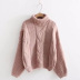 Solid Color High-Neck Twist Loose Long-Sleeved Pullover Sweater NSSX89124