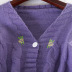 V-Neck Long-Sleeved Jacket Embroidery Knit Cardigan NSSX89125