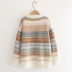 retro contraste patrón geométrico suelto suéter de manga larga nihaostyles ropa al por mayor NSSX89205