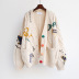 Loose Twist Embroidery Button Pocket Knitted Cardigan NSSX89207