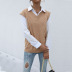 Solid Color Knitted Twist Pullover Vest NSDMB89278