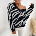 pullover v-neck animal pattern sweater nihaostyles clothing wholesale NSDMB89284