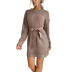 lace-up waffle sweater dress nihaostyles wholesale clothes NSYYF89322
