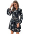 button v-neck printed dress nihaostyles wholesale clothes NSYYF89329
