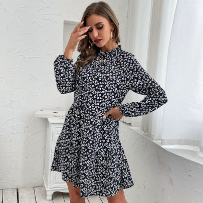 Long Sleeves Round Neck Floral Dress Nihaostyles Wholesale Clothes NSYYF89334