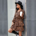 printed v-neck ruffled layered leopard dress nihaostyles wholesale clothes NSYYF89342