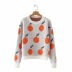 orange jacquard round neck long-sleeved loose sweater nihaostyles clothing wholesale NSSX89357